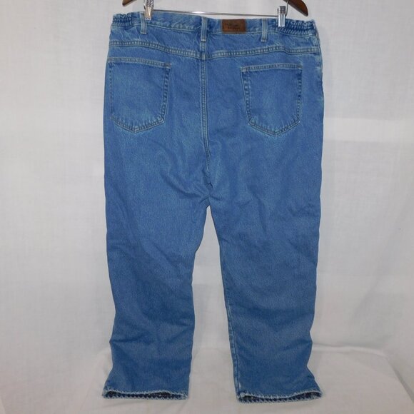 VTG LL Bean Mens 42 x 32 Plaid Flannel Lined Comfort Waist Denim Blue Jeans - Picture 4 of 13
